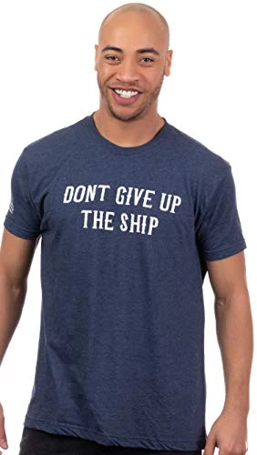 Don't Give Up The Ship & U.S. Sleeve Flag | Naval Veteran Sailor Style Navy Blue Graphic T-Shirt 3 Don't Give Up The Ship & U.S. Sleeve Flag | Naval Veteran Sailor Style Navy Blue Graphic T-Shirt - Image 2