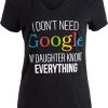 My Daughter Knows Everything | Funny Mom V-Neck Women T-Shirt-(Vneck,2XL) -T-Shirt Store 41FBR6q8WiL 1