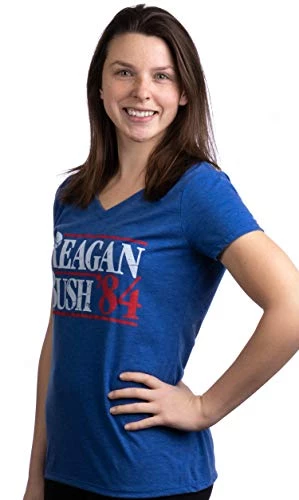 Reagan Bush '84 | Vintage Style Conservative Republican GOP Women V-Neck T-Shirt 5 Reagan Bush '84 | Vintage Style Conservative Republican GOP Women V-Neck T-Shirt - Image 3