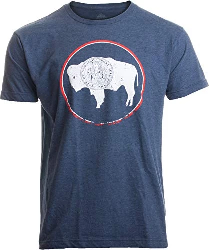 Vintage Wyoming Flag | Crest And Buffalo WY State Pride Men Or Women T-Shirt 4 Vintage Wyoming Flag | Crest And Buffalo WY State Pride Men Or Women T-Shirt - Image 2