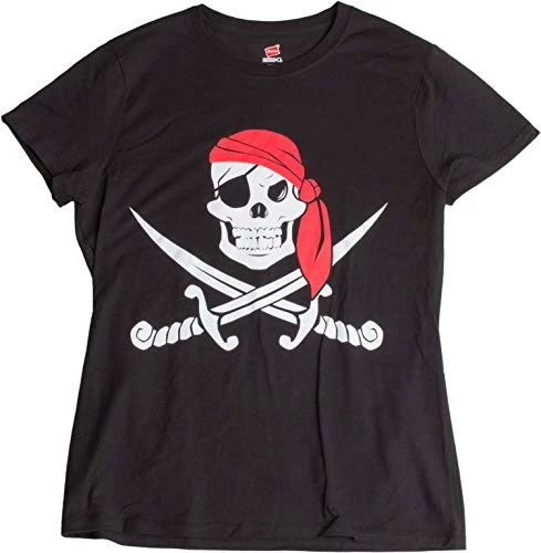 Jolly Roger Pirate Flag | Skull & Crossbones Caribbean Cruise Costume Ladies' T-Shirt 4 Jolly Roger Pirate Flag | Skull & Crossbones Caribbean Cruise Costume Ladies' T-Shirt - Image 2