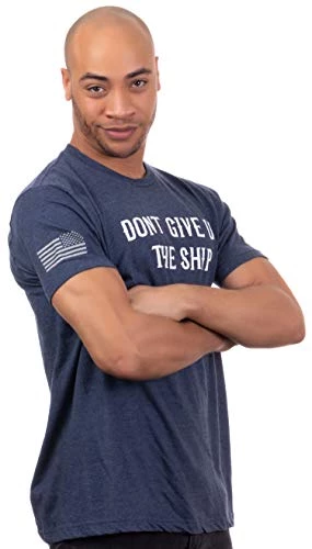Don't Give Up The Ship & U.S. Sleeve Flag | Naval Veteran Sailor Style Navy Blue Graphic T-Shirt 4 Don't Give Up The Ship & U.S. Sleeve Flag | Naval Veteran Sailor Style Navy Blue Graphic T-Shirt - Image 3