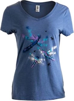 Dragonflies | Dragonfly Nature Art Insect Bug V-Neck T-Shirt For Women