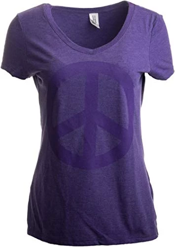 Peace Sign | Cute, Cool Retro Hippy Positive Happy Yoga V-Neck T-Shirt For Women 3 Peace Sign | Cute, Cool Retro Hippy Positive Happy Yoga V-Neck T-Shirt For Women