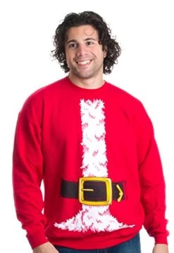 Santa Claus Costume | Novelty Christmas Sweater, Holiday Crewneck Sweatshirt