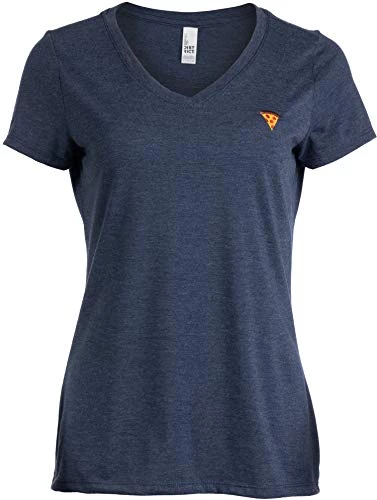 Pizza Love | Embroidered Pepperoni Slice Cute, Funny Cool Women's V-Neck T-Shirt 3 Pizza Love | Embroidered Pepperoni Slice Cute, Funny Cool Women's V-Neck T-Shirt