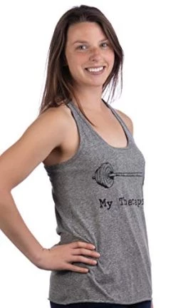 My Therapist (Barbell) | Funny Workout Working Out Weight Lifting Tank Top For Women -T-Shirt Store 41GoFhavjhL 1