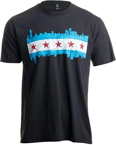 Chicago City Flag Skyline | Vintage Retro-Feel Triblend T-Shirt For Men Or Women 8 Chicago City Flag Skyline | Vintage Retro-Feel Triblend T-Shirt For Men Or Women - Image 6