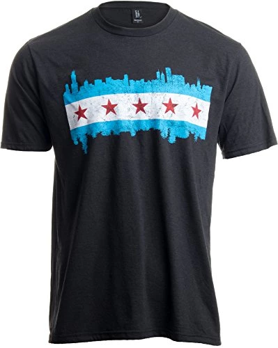 Chicago City Flag Skyline | Vintage Retro-Feel Triblend T-Shirt For Men Or Women 3 Chicago City Flag Skyline | Vintage Retro-Feel Triblend T-Shirt For Men Or Women