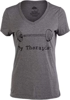 My Therapist (Barbell) | Funny Workout Working Out Weight Lifting Lifter V-Neck Women 7 My Therapist (Barbell) | Funny Workout Working Out Weight Lifting Lifter V-Neck Women -T-Shirt Store 41H T9vhG1L. AC