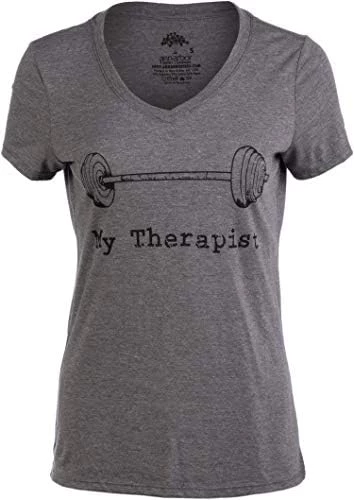 My Therapist (Barbell) | Funny Workout Working Out Weight Lifting Lifter V-Neck Women 5 My Therapist (Barbell) | Funny Workout Working Out Weight Lifting Lifter V-Neck Women - Image 3