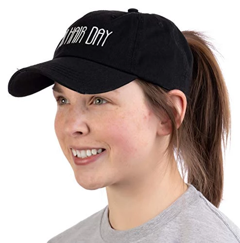 Bad Hair Day | Ponytail Dad Hat, Boating Lake Hiking Beach Pony Tail Low Cap - Black 3 Bad Hair Day | Ponytail Dad Hat, Boating Lake Hiking Beach Pony Tail Low Cap - Black