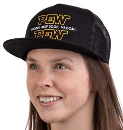 Pew Pew Wars | Funny Sci-fi Space Star Noises Science Geeky Cap, Nerdy Dad Hat-(Trucker) Black -T-Shirt Store 41HGRrvp14L