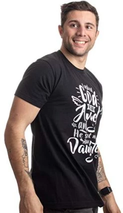 I Asked God For An Angel, He Sent Me A Daughter | Dad Daddy Father's Day T-Shirt-(Adult,XL) Black