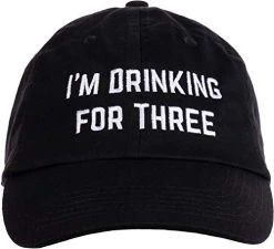 Ann Arbor T-shirt Co. Drinking For Three | Funny New Dad Father Pregnancy Announcement Joke Baseball Cap Dad Hat