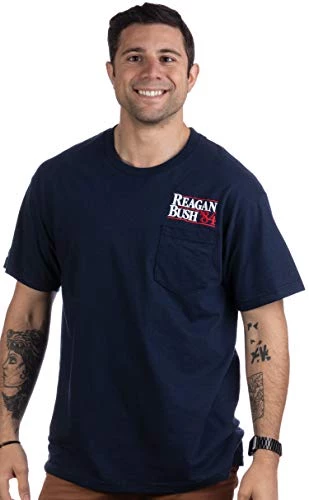 Reagan Bush '84 Pocket Tee | Embroidered Conservative Republican GOP Unisex T-Shirt-(Pocket,M) Navy Blue 5 Reagan Bush '84 Pocket Tee | Embroidered Conservative Republican GOP Unisex T-Shirt-(Pocket,M) Navy Blue - Image 3