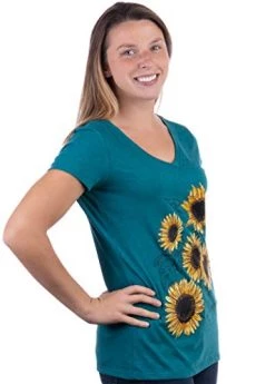 Sunflower Sketch | Blooming Flowers Garden Floral Art Gardening V-Neck T-Shirt For Women -T-Shirt Store 41L4P9cSc0L