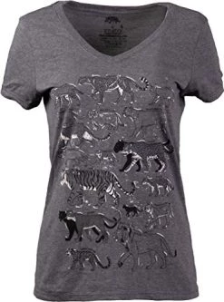 Big Cats | Lion Tiger Cheetah Jaguar Cougar Leopard Lynx Feline Fan Cat Mom V-Neck Graphic T-Shirt For Women