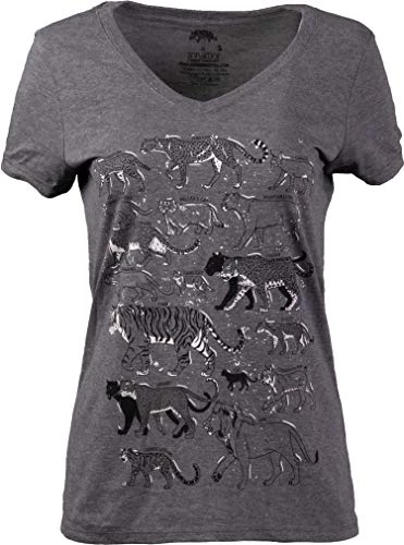 Big Cats | Lion Tiger Cheetah Jaguar Cougar Leopard Lynx Feline Fan Cat Mom V-Neck Graphic T-Shirt For Women 3 Big Cats | Lion Tiger Cheetah Jaguar Cougar Leopard Lynx Feline Fan Cat Mom V-Neck Graphic T-Shirt For Women