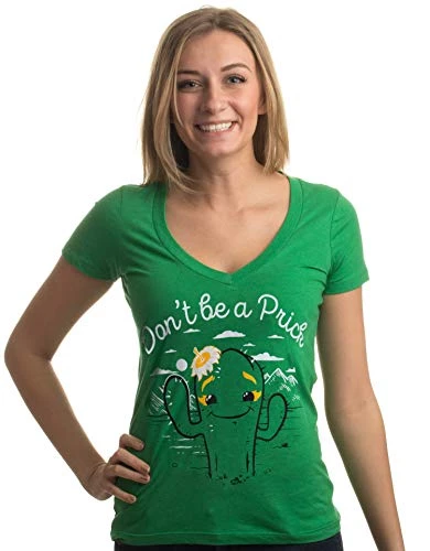 Don’t Be A Prick Cactus | Funny Sassy Joke Be Nice Cute V-Neck T-Shirt For Women 4 Don’t Be A Prick Cactus | Funny Sassy Joke Be Nice Cute V-Neck T-Shirt For Women - Image 2