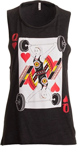 Ann Arbor T-shirt Co. Queen Of Squats | Workout Athletic Gym Lifting Women's Flowy Muscle Tank Top-(GirlTank,S) Heather Black 3 Ann Arbor T-shirt Co. Queen Of Squats | Workout Athletic Gym Lifting Women's Flowy Muscle Tank Top-(GirlTank,S) Heather Black