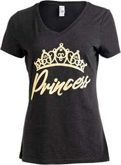 Princess | Cute, Funny Girly Royalty Tiara Crown Humor V-Neck T-Shirt For Women