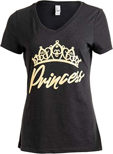 Princess | Cute, Funny Girly Royalty Tiara Crown Humor V-Neck T-Shirt For Women 3 Princess | Cute, Funny Girly Royalty Tiara Crown Humor V-Neck T-Shirt For Women