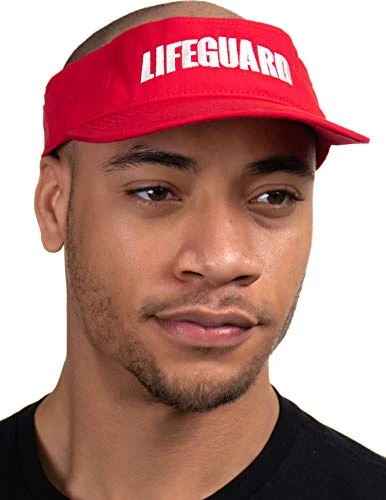 Ann Arbor T-shirt Co. Lifeguard Visor | Professional Guard Hat Red Sun Cap Men Women Costume Uniform 6 Ann Arbor T-shirt Co. Lifeguard Visor | Professional Guard Hat Red Sun Cap Men Women Costume Uniform - Image 4