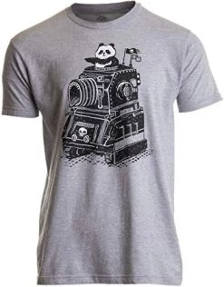 Panda Tank | Funny Fun Cute Cool Silly Tanker Armor Art For Men Women T-Shirt-(Adult,XL) Heather Grey