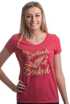 My Weekend Is All Booked | Funny Cute Book Reader Reading Women's V-Neck T-Shirt