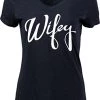 Wifey | Cute, Funny Wife Bride Marriage Honeymoon Wedding Women's V-Neck Black T-Shirt Top 1 Wifey | Cute, Funny Wife Bride Marriage Honeymoon Wedding Women's V-Neck Black T-Shirt Top -T-Shirt Store 41QDaRkyFeS