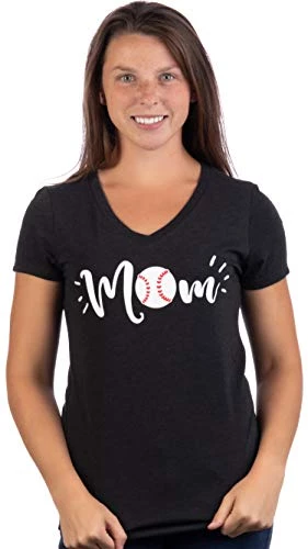 Baseball Mom | Funny Cute Fun Sport Mama Little League Mommy Women's V-Neck T-Shirt-(Vneck,S) Vintage Black 3 Baseball Mom | Funny Cute Fun Sport Mama Little League Mommy Women's V-Neck T-Shirt-(Vneck,S) Vintage Black