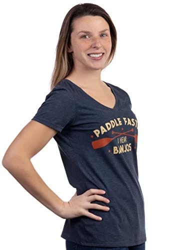 Paddle Faster, I Hear Banjos | Funny Camping, River Rafting Canoe Kayak T-Shirt-(Vneck,L) Navy Blue 5 Paddle Faster, I Hear Banjos | Funny Camping, River Rafting Canoe Kayak T-Shirt-(Vneck,L) Navy Blue - Image 3
