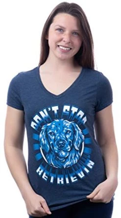 Don't Stop Retrievin' Golden Retriever | Funny Cute Dog Mother Mom Owner Pet Doggo Pup Fun Humor T-Shirt-(Vneck,M) Vintage Navy -T-Shirt Store 41R7BhnbQGL