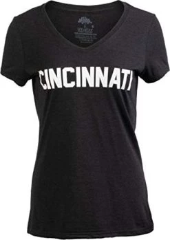Cincinnati | Classic Retro Black Red Blue Grey Ohio City Pride Newport Fan Women's V-Neck T-Shirt Top T-Shirt 16 Cincinnati | Classic Retro Black Red Blue Grey Ohio City Pride Newport Fan Women's V-Neck T-Shirt Top T-Shirt -T-Shirt Store 41RV95m19BL. AC