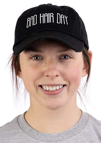 Bad Hair Day | Ponytail Dad Hat, Boating Lake Hiking Beach Pony Tail Low Cap - Black 5 Bad Hair Day | Ponytail Dad Hat, Boating Lake Hiking Beach Pony Tail Low Cap - Black - Image 3