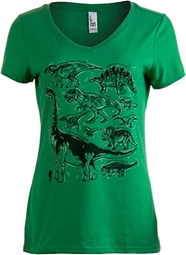 Dinosaur Species | Dino Mom Birthday Party Costume Top V-Neck T-Shirt For Women 3 Dinosaur Species | Dino Mom Birthday Party Costume Top V-Neck T-Shirt For Women