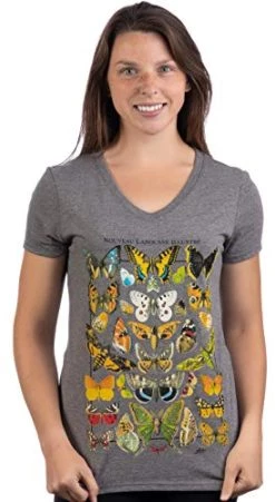 Vintage Butterfly Art | Cool Nature Illustration Butterflies V-Neck T-Shirt For Women -T-Shirt Store 41TGCXlru8L 1