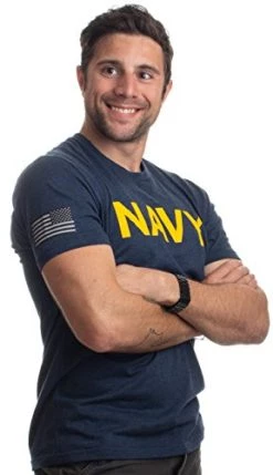 Navy Chest Print & U.S. Military Sleeve Flag | Naval Veteran Sailor Style Shirt -T-Shirt Store 41U8bfQYycL 1