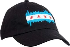 Chicago City Flag Skyline | Chi Pride Baseball Hat Men Women 312 Dad Black Cap