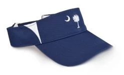 South Carolina State Flag Performance Visor| SC Palmetto Wicking Golfing Visor Navy