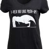 T-REX NO Like Push-UPS | Funny Work Out, Cross Train, Fitness Shirt Joke Cute Women's V-Neck T-Shirt-(Vneck,S) Black -T-Shirt Store 41W9euX1BbL