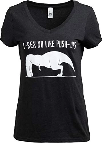 T-REX NO Like Push-UPS | Funny Work Out, Cross Train, Fitness Shirt Joke Cute Women's V-Neck T-Shirt-(Vneck,S) Black 3 T-REX NO Like Push-UPS | Funny Work Out, Cross Train, Fitness Shirt Joke Cute Women's V-Neck T-Shirt-(Vneck,S) Black