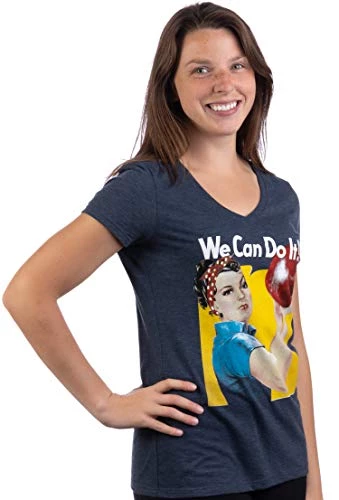 Rosie The Bowler | Funny Bowling Ball Team Uniform Fun V-Neck T-Shirt For Women 4 Rosie The Bowler | Funny Bowling Ball Team Uniform Fun V-Neck T-Shirt For Women - Image 2