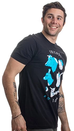 Friends Not Food | Cute Vegetarian Veg Vegan Animal Art For Women Or Men T-Shirt-(Adult,L) Black 3 Friends Not Food | Cute Vegetarian Veg Vegan Animal Art For Women Or Men T-Shirt-(Adult,L) Black