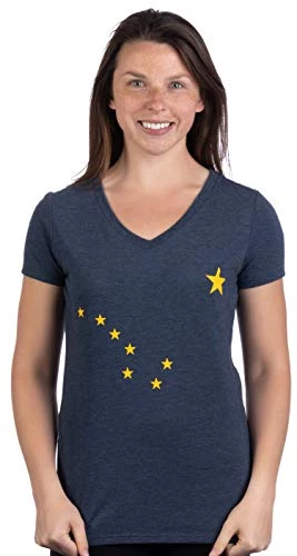 Alaskan Flag | Alaska Pride Northern Lights Big Dipper V-Neck T-Shirt For Women 4 Alaskan Flag | Alaska Pride Northern Lights Big Dipper V-Neck T-Shirt For Women - Image 2