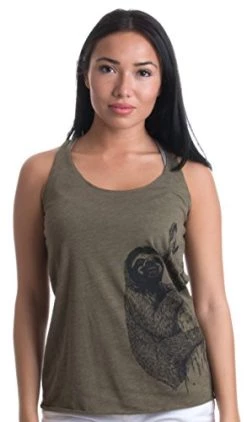 Sloth Top | Artsy Line Art Sloth Illustration Women's Triblend Racerback Tank