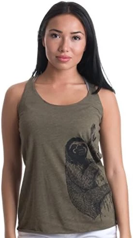 Sloth Top | Artsy Line Art Sloth Illustration Women's Triblend Racerback Tank 9 Sloth Top | Artsy Line Art Sloth Illustration Women's Triblend Racerback Tank - Image 7