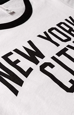 Retro New York City | Iconic NYC Lennon Ringer Vintage Women Girly T-Shirt Top-(Ringer,L) -T-Shirt Store 41YTDbmionL