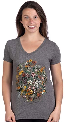 Vintage Floral Art | 1900s French Flowers Fleur Gardener V-Neck T-Shirt For Women 4 Vintage Floral Art | 1900s French Flowers Fleur Gardener V-Neck T-Shirt For Women - Image 2